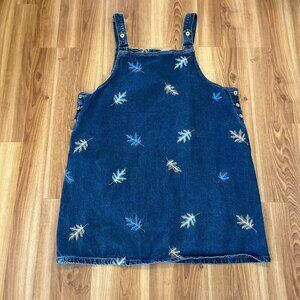 J.L.N.Y. Woman's Plus-Size Denim Embroidered Leaf'sSummer Overall's Dress Sz 2x